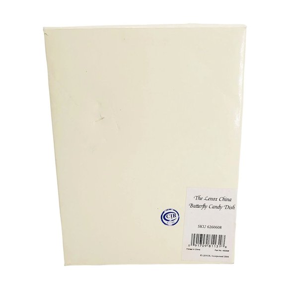 Lenox NIB Bone China Butterfly Candy Dish Ivory Porcelain 24K Gold Trim Oval - Picture 5 of 6